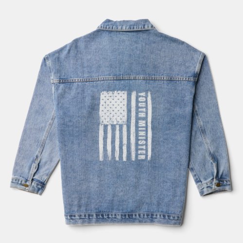 Fourth Of July For American Flag Youth Minister  Denim Jacket