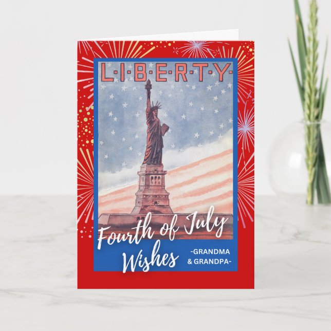 Fourth of July for Grandparents Statue of Liberty Card (Front)