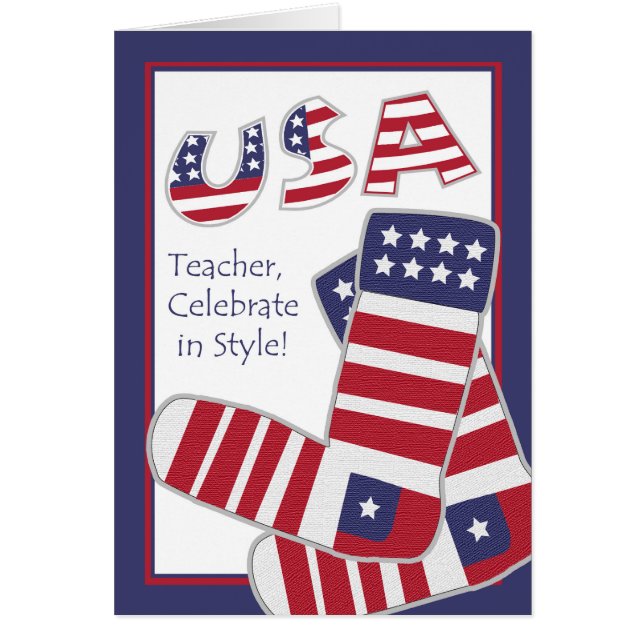 Fourth of July for Teacher, Patriotic Socks (Front)