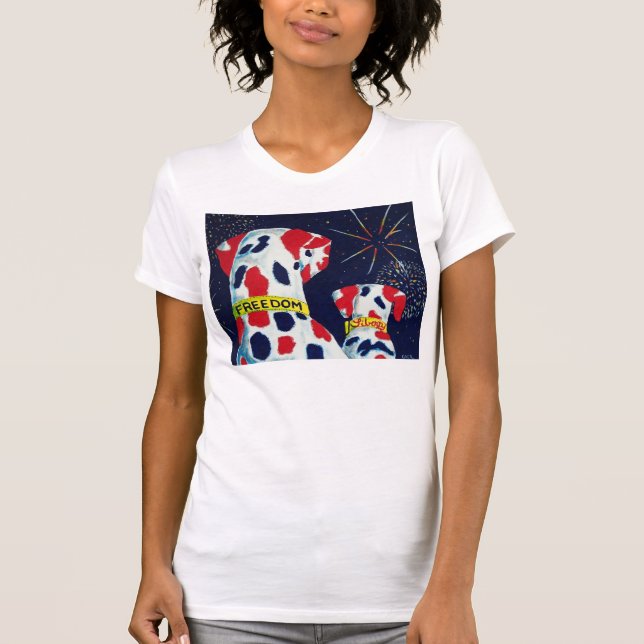 Fourth of July Freedom & Liberty Dalmatians T-Shirt (Front)