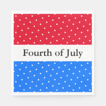 FOURTH OF JULY Fun Red White Blue Dotted Stripes