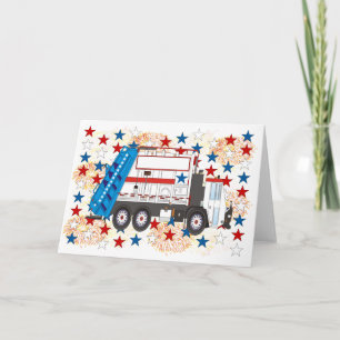 Fourth of July Garbage Truck Card
