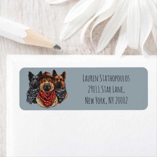Fourth Of July German Shepherd Dogs Label (Insitu)