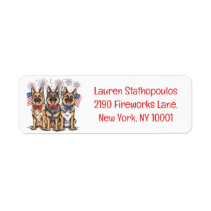 Fourth Of July German Shepherd Dogs Label