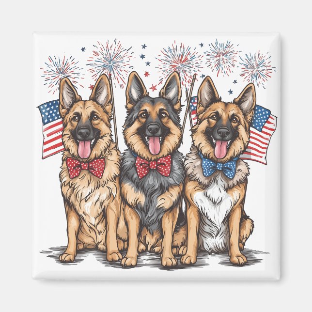 Fourth Of July German Shepherd Dogs Magnet (Front)