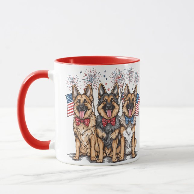 Fourth Of July German Shepherd Dogs Mug (Left)