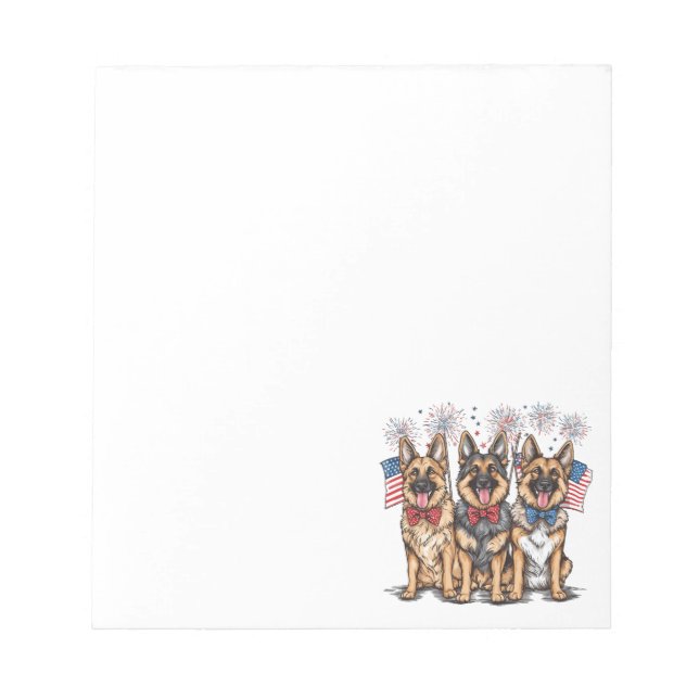 Fourth Of July German Shepherd Dogs Notepad (Front)