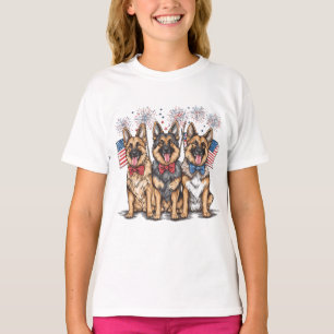 Fourth Of July German Shepherd Dogs T-Shirt
