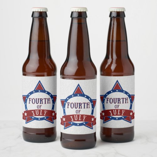 Fourth Of July Glitter Beer Bottle Label