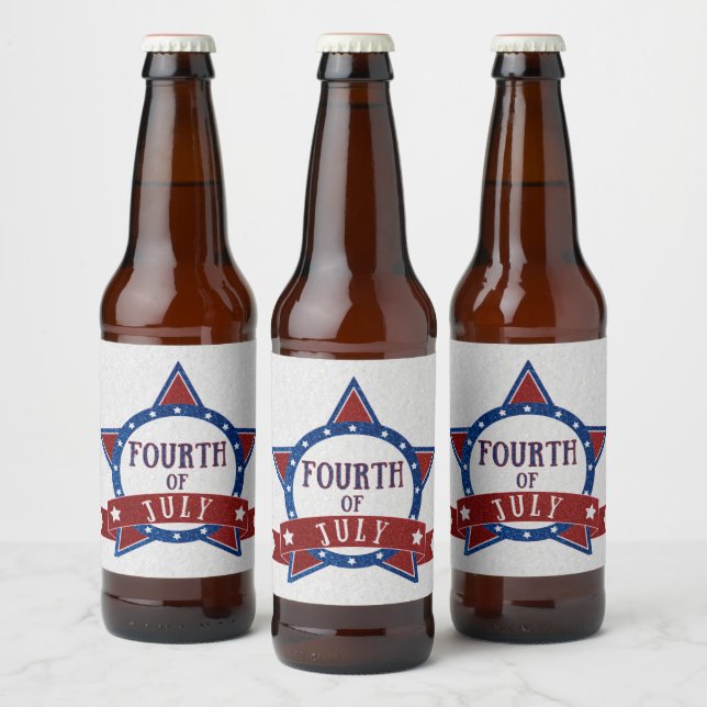 Fourth Of July Glitter Beer Bottle Label (Bottles)