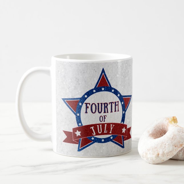 Fourth Of July Glitter Coffee Mug (With Donut)