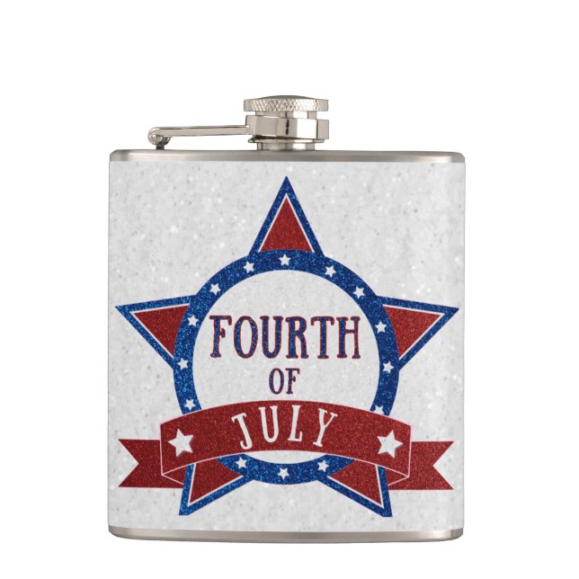 Fourth Of July Glitter Flask (Front)