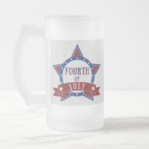 Fourth Of July Glitter Frosted Glass Beer Mug