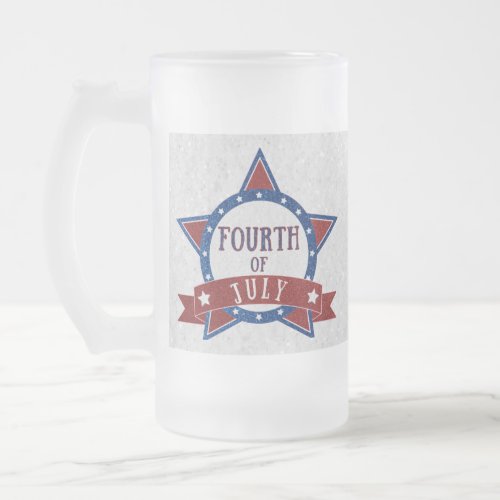 Fourth Of July Glitter Frosted Glass Beer Mug