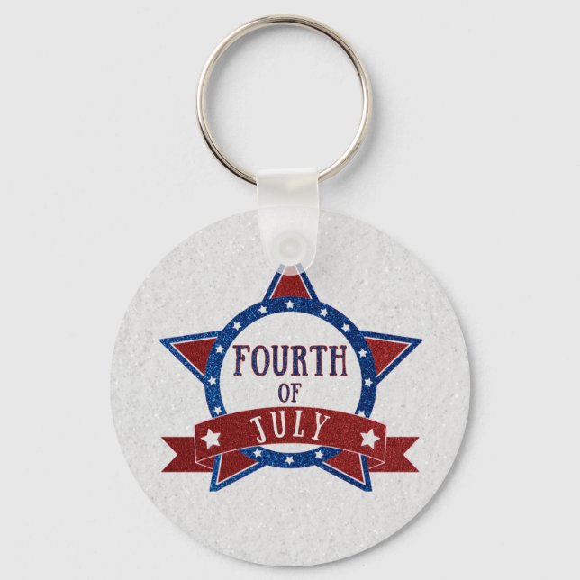 Fourth Of July Glitter Keychain (Front)