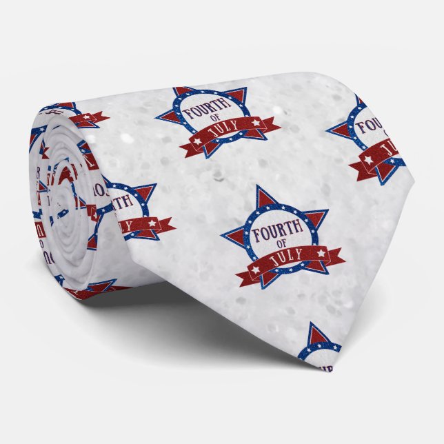 Fourth Of July Glitter Neck Tie (Rolled)