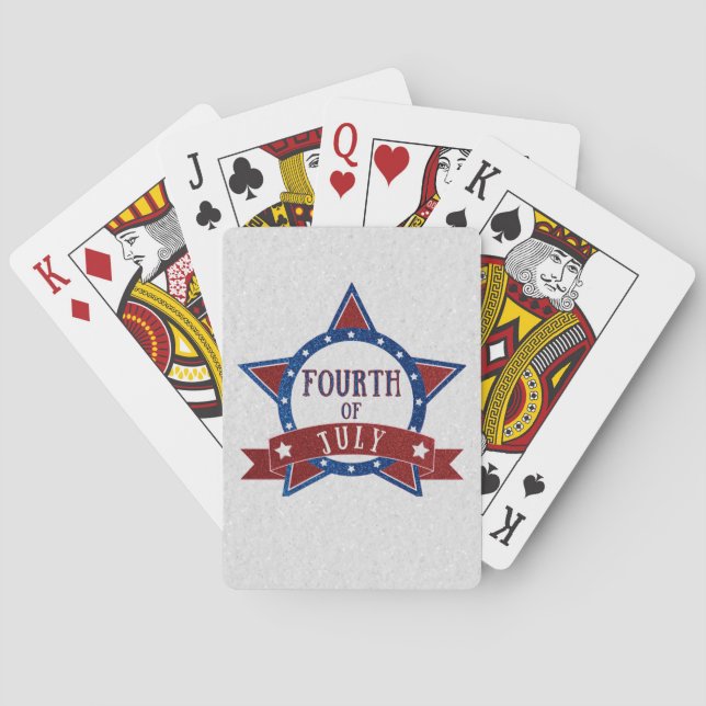 Fourth Of July Glitter Poker Cards (Back)