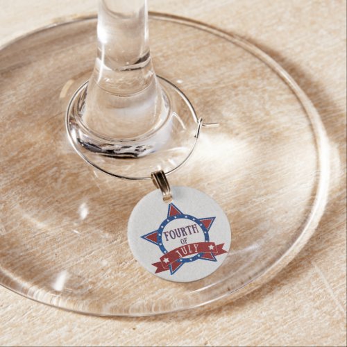 Fourth Of July Glitter Wine Charm