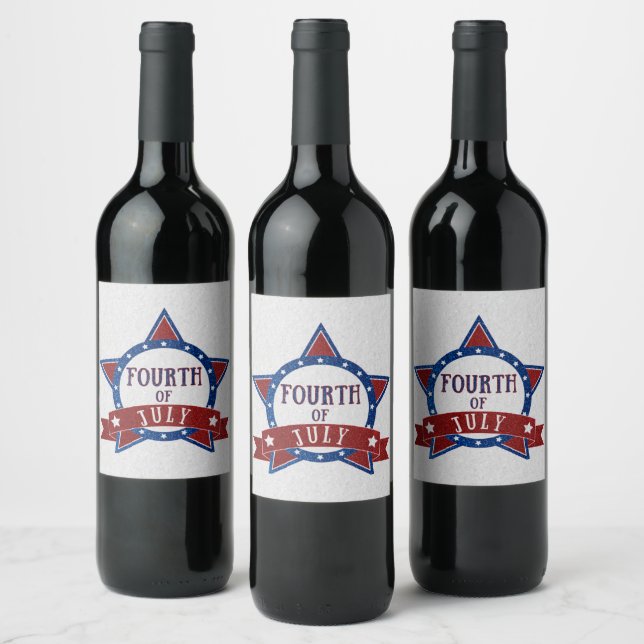 Fourth Of July Glitter Wine Label (Bottles)