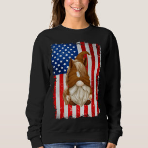 Fourth Of July Gnome Graphic Patriotic Horse Ameri Sweatshirt