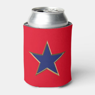 Fourth of July gold red blue star Can Cooler