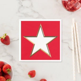 Fourth of July gold red white patriotic star paper Napkins