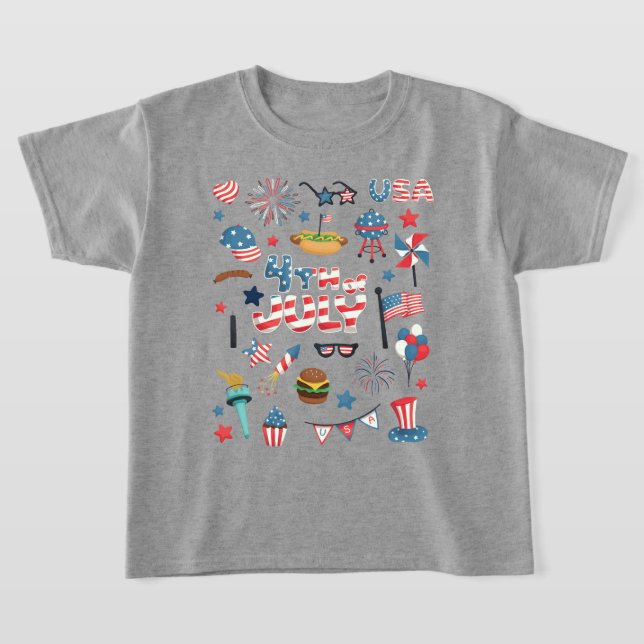 Fourth of July Icons Cute  T-Shirt (Laydown)