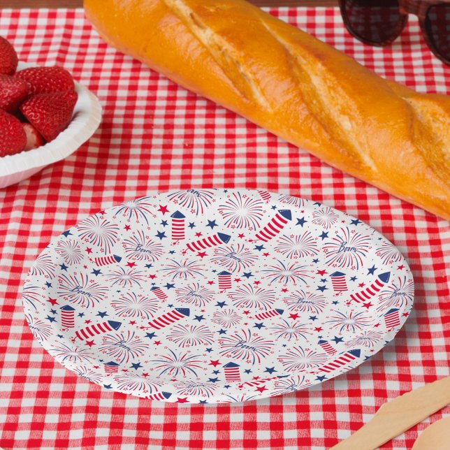 Fourth of July Independence Day BBQ Celebration Paper Plates (Creator Uploaded)