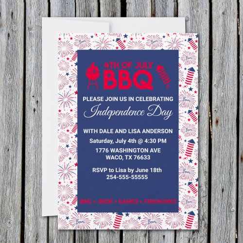 Fourth of July Independence Day BBQ Invitation