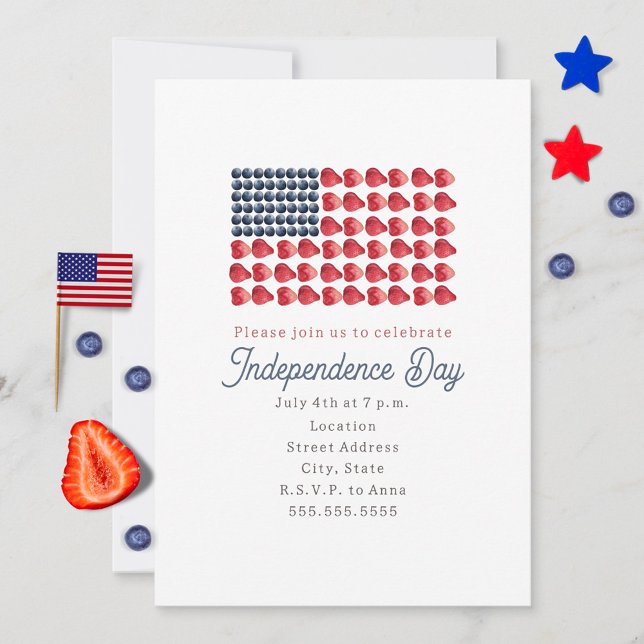 Fourth of July Independence Day July 4th Cake Invitation (Creator Uploaded)
