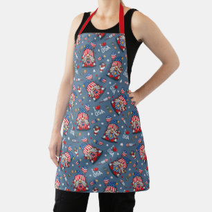 Fourth of July Independence Day Patriotic Gnomes Apron