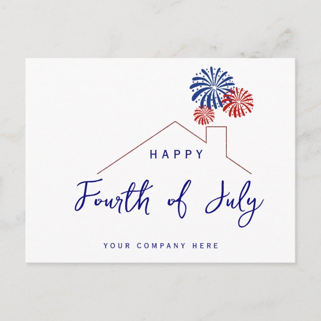 Fourth of July Independence Day Realty House Postcard (Front)
