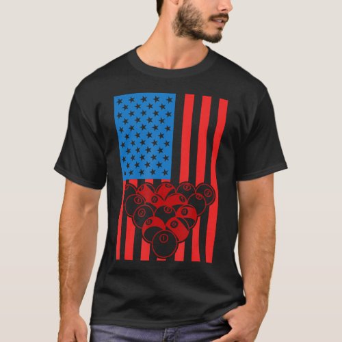 Fourth Of July Independence USA Flag Billiard Play T_Shirt