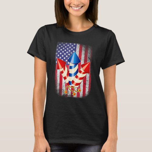Fourth Of July Just Here To Bang American Flag Ret T_Shirt