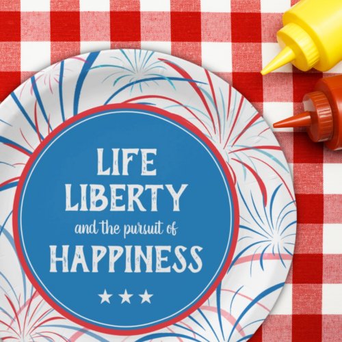 Fourth of July Life Liberty Party Paper Plate