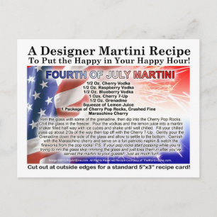 Fourth of July Martini Recipe Postcard