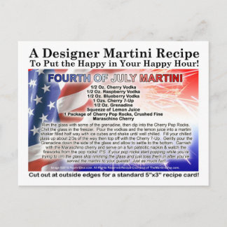 Fourth of July Martini Recipe Postcard