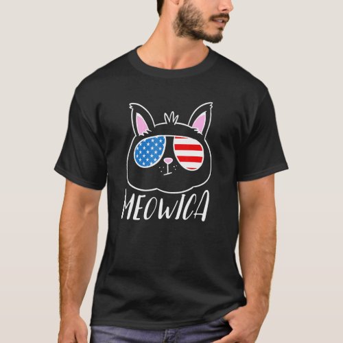 Fourth Of July Meowica Cat American Independence D T_Shirt
