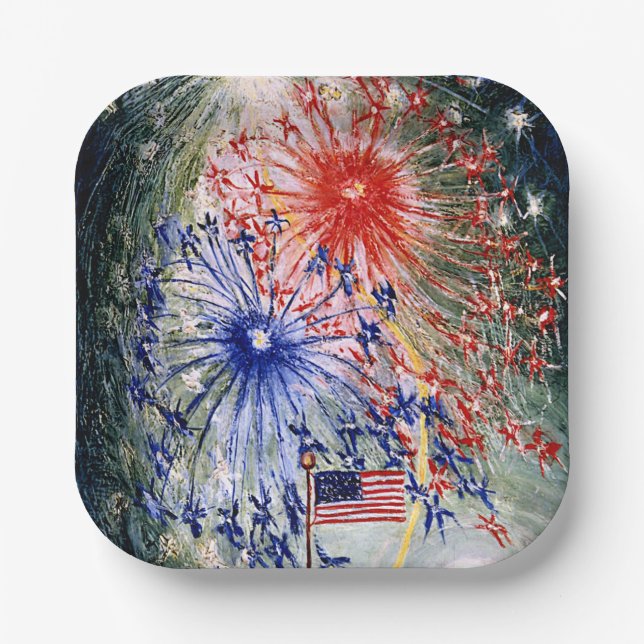 Fourth of July, Number 1, fine art painting Paper Plates (Front)
