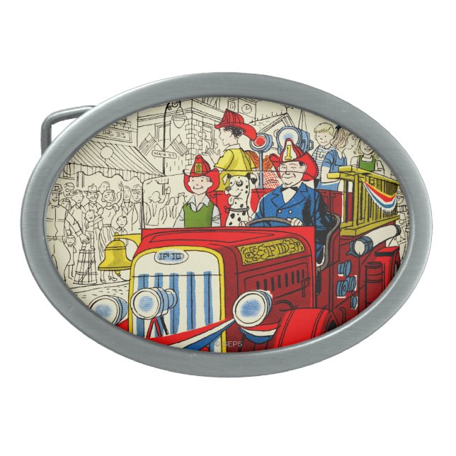 Fourth of July Parade Oval Belt Buckle (Front)