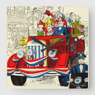 Fourth of July Parade Square Wall Clock