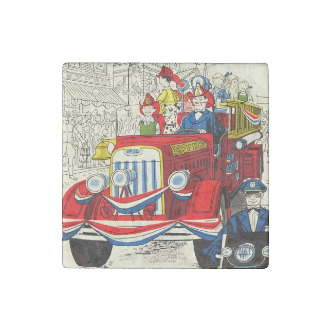 Fourth of July Parade Stone Magnet (Front)