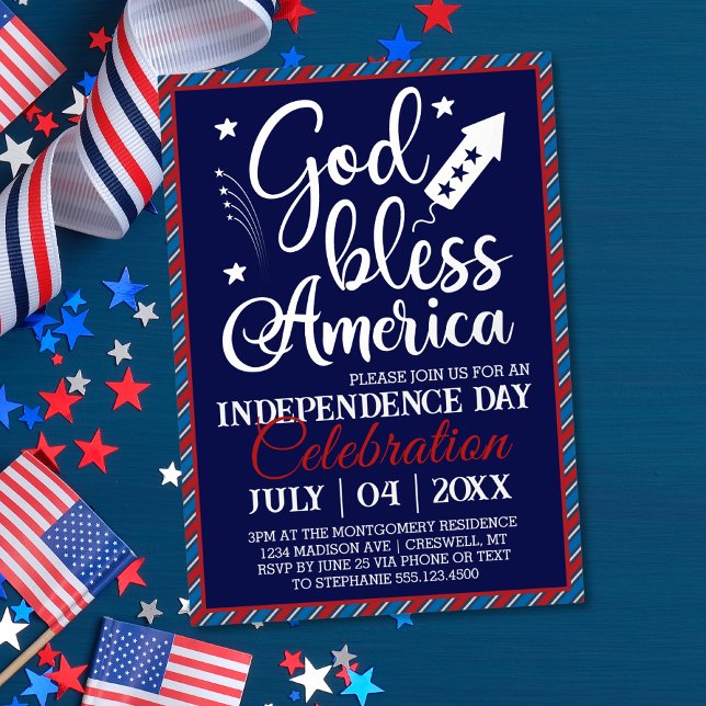 Fourth of July Party America Foil Invitation (Creator Uploaded)