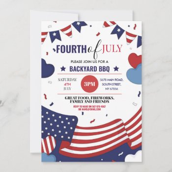Fourth Of July Party Bbq American 4th Independence Invitation by WOWWOWMEOW at Zazzle