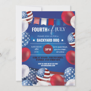 Fourth of July Party BBQ American 4th Independence Invitation