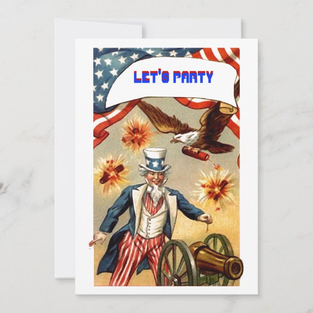 Fourth of July PARTY INVITATION ~ EZ2 CUSTOMIZE (Front)