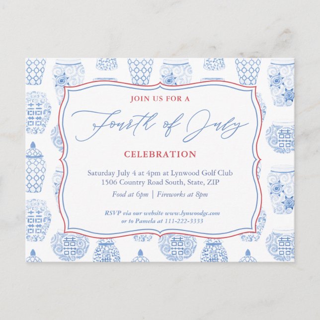 Fourth Of July Party Non-Profit Fundraiser Event Postcard (Front)