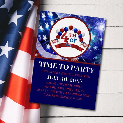 Fourth of July Party Patriotic Foil Invitation