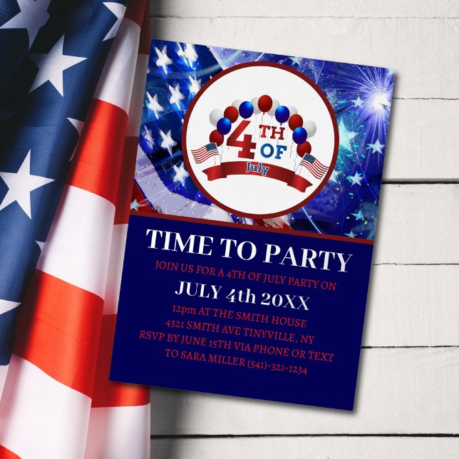Fourth of July Party Patriotic Foil Invitation (Creator Uploaded)