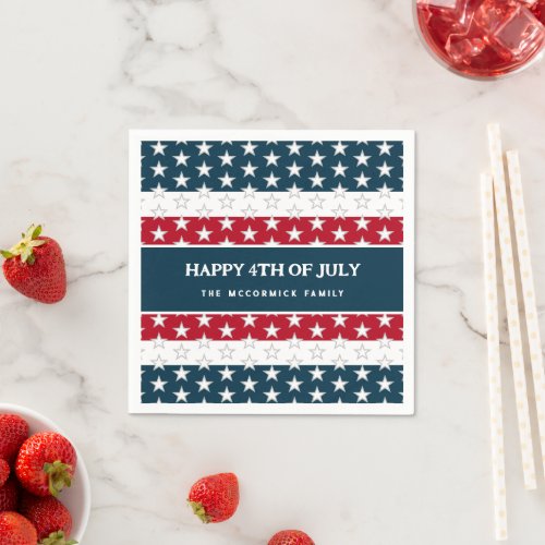 Fourth of July Party Red White Blue Monogram Napkins